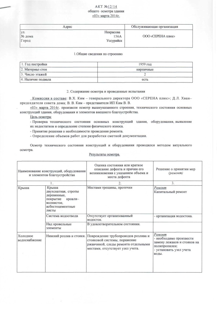 Акт осмотра технического состояния зданий и сооружений образец рб